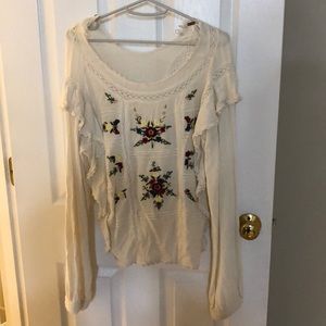 Free People ruffled floral print shirt size large